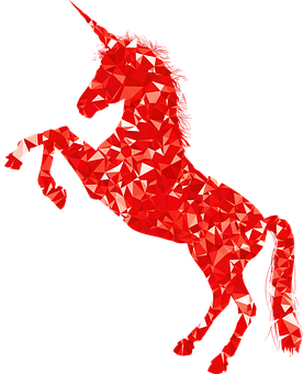 紅色幾何獨角獸藝術