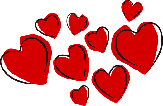紅色心形圖案黑色背景 壁紙