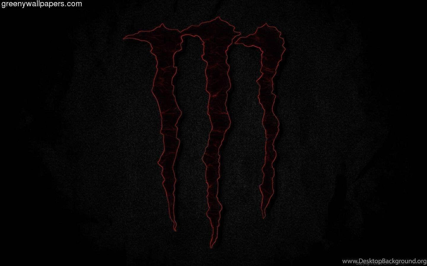 發光紅色Monster Energy標誌在黑色紋理背景上