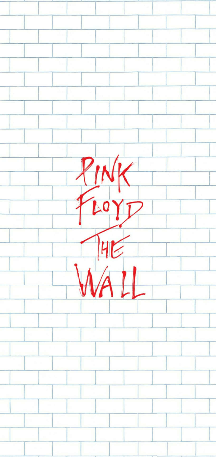 白色磚牆上以紅色寫成的Pink Floyd The Wall。