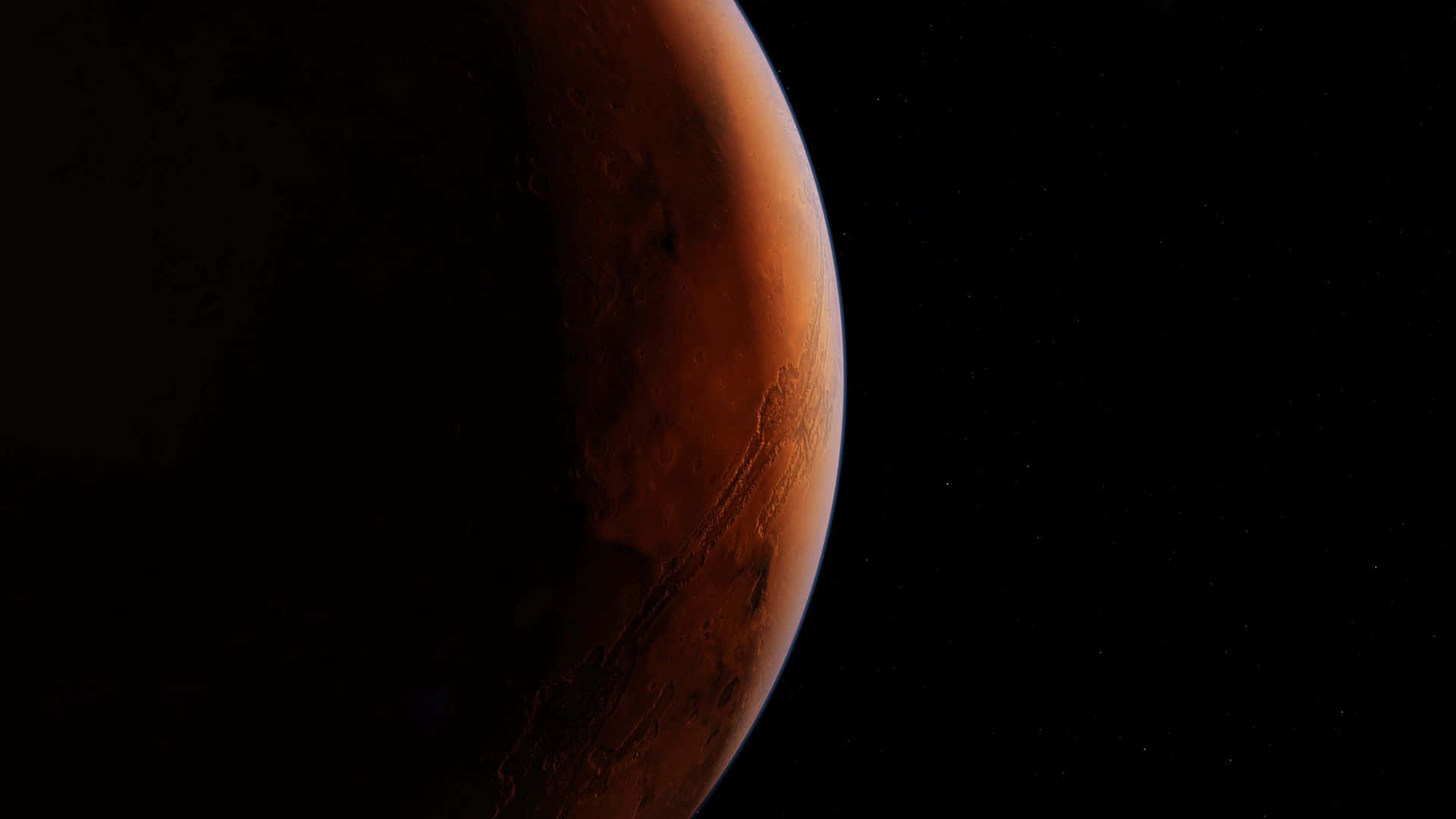 太空中的火星行星，背景可見星星