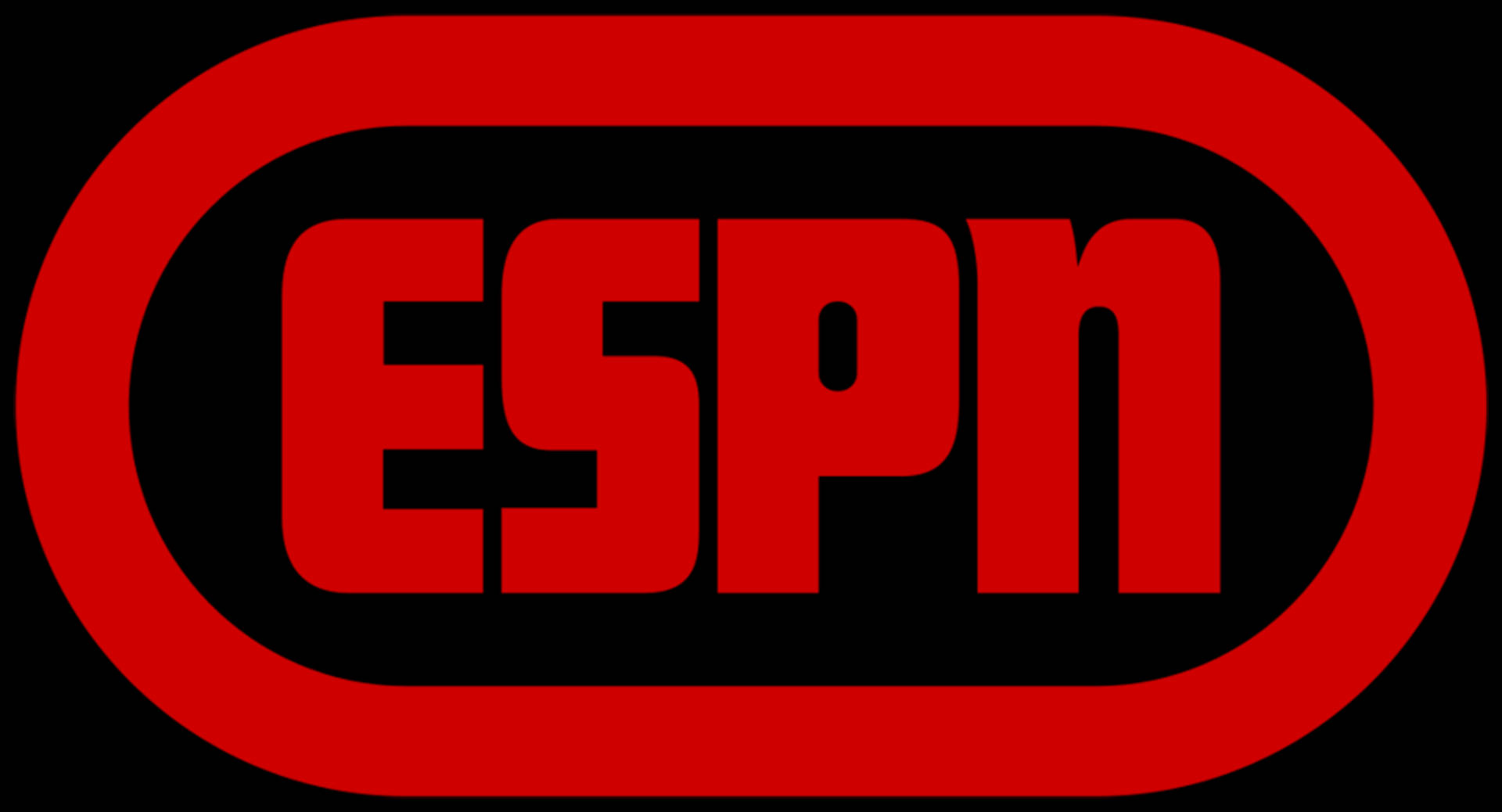 黑色背景上帶有黑色橢圓邊框的紅色ESPN標誌。