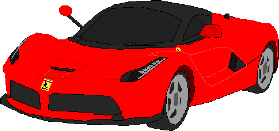 紅色法拉利跑車插畫 壁紙 — 一輛充滿活力的紅色法拉利LaFerrari跑車，以像素藝術風格呈現，帶有黑色點綴和銀色輪圈。