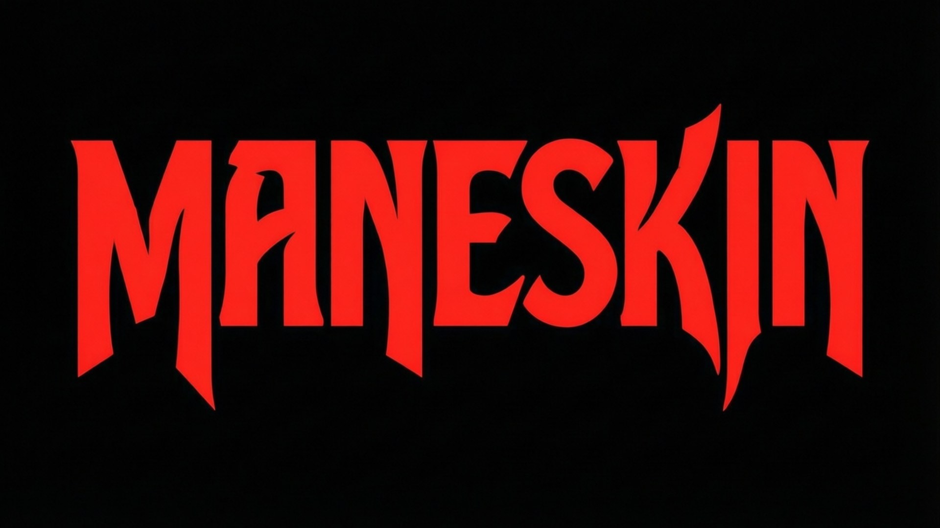 黑色背景上紅色哥德式文字 MANESKIN