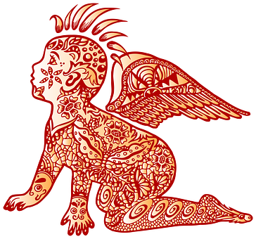 紅色翼小生物插圖 壁紙