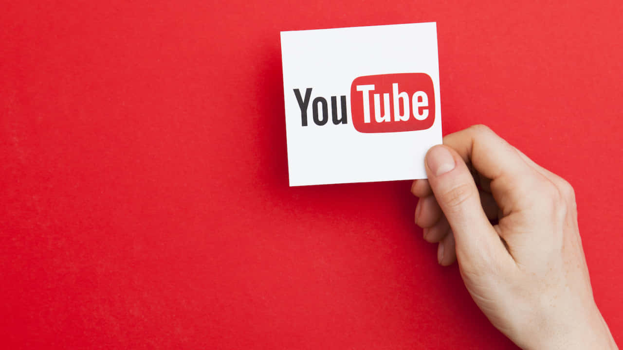 紅色背景上的YouTube標誌 壁紙