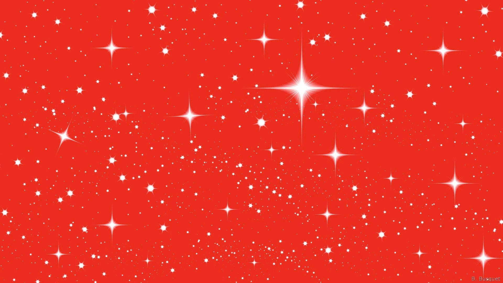 紅色天空佈滿了大小不一、閃爍的白色星星。