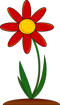 紅色花朵卡通插畫 壁紙