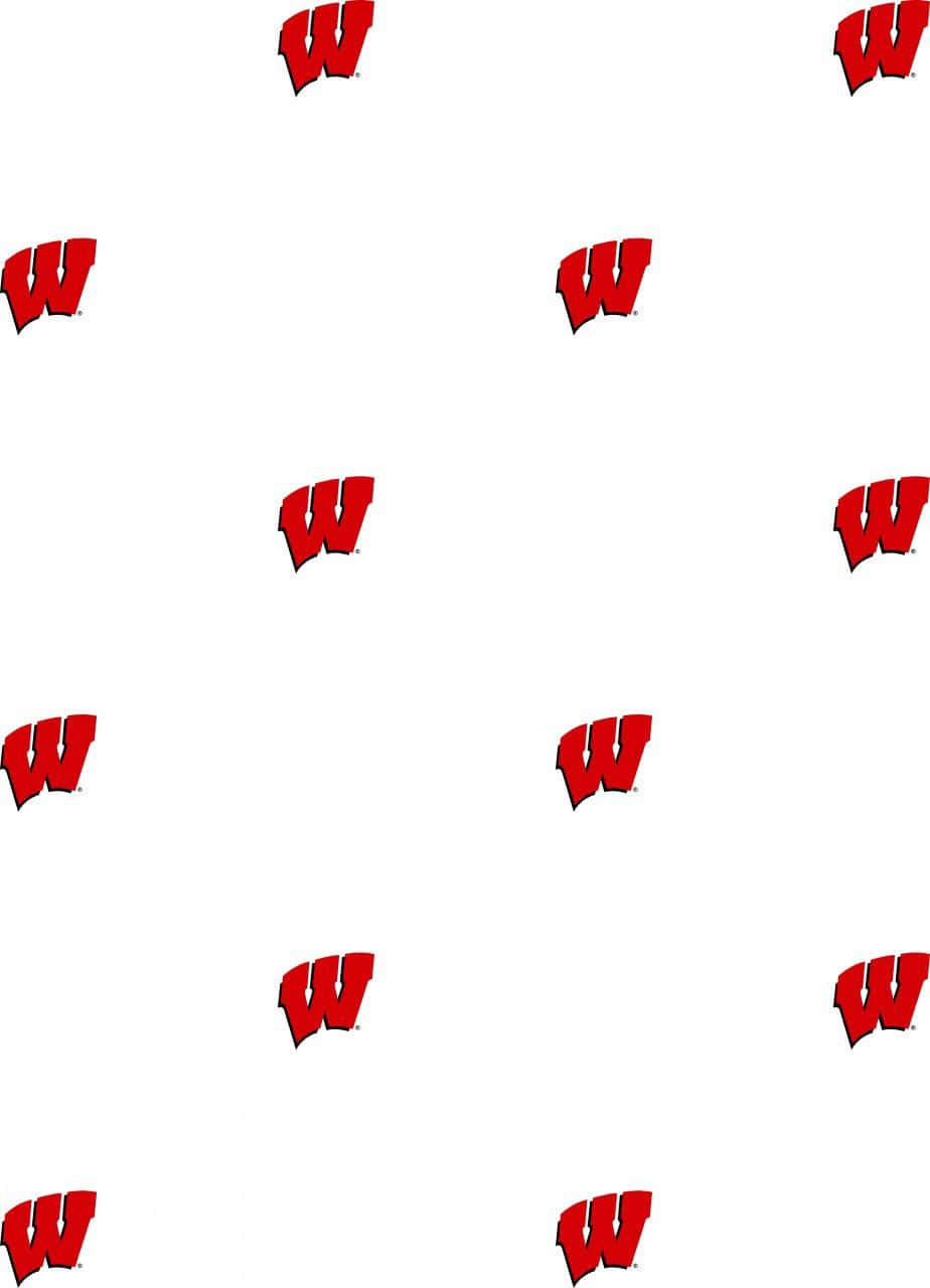 Wisconsin Badgers 桌布 壁紙 — 紅色風格化W標誌散落在乾淨的白色背景上，形成重複圖案。