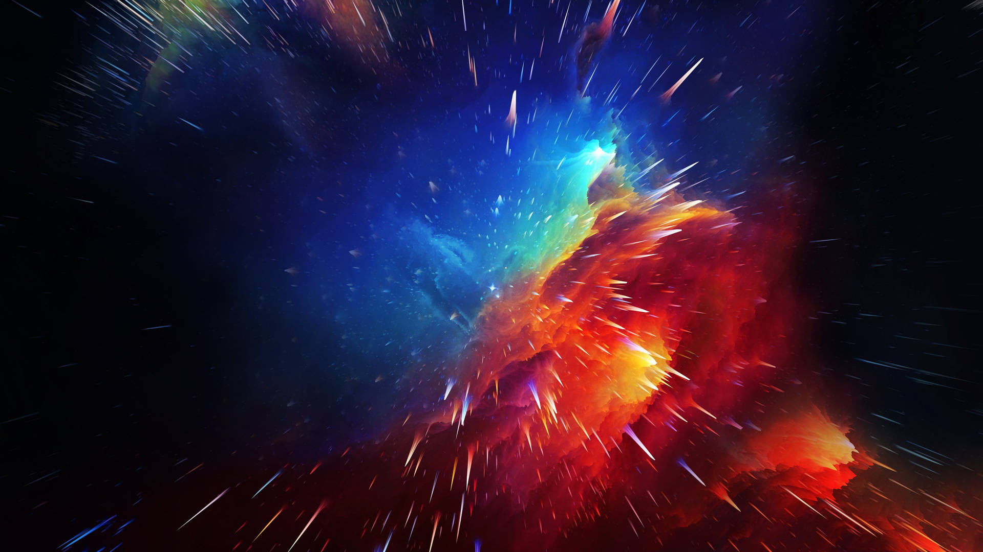 深空中帶有流星的多彩宇宙星雲
