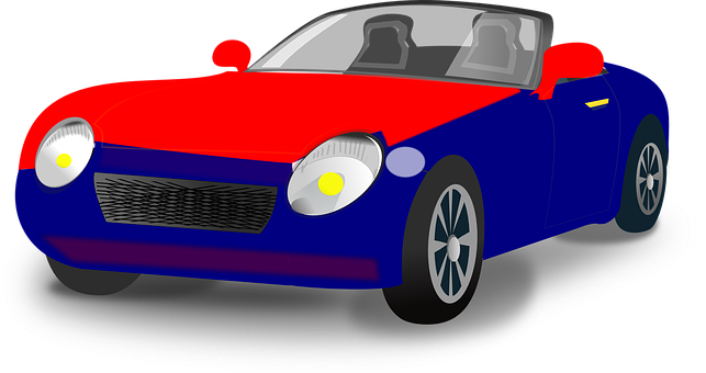 紅藍色運動跑車插畫 壁紙