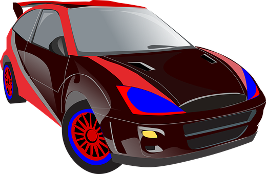 紅藍賽車插畫 壁紙