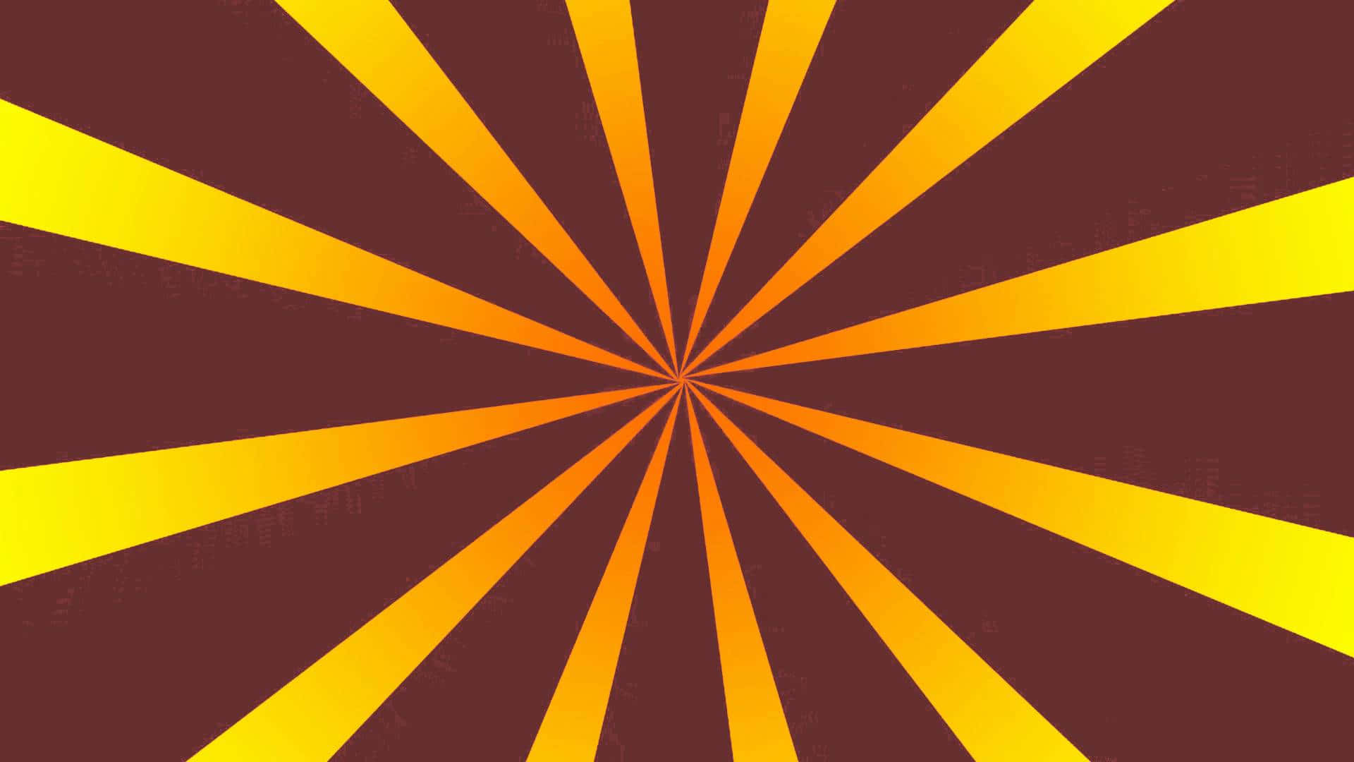 紅黃太陽放射 GFX 背景 壁紙 — 鮮豔的黃色和橙色光線從中心點迸發，映襯著帶有紋理的栗色背景。