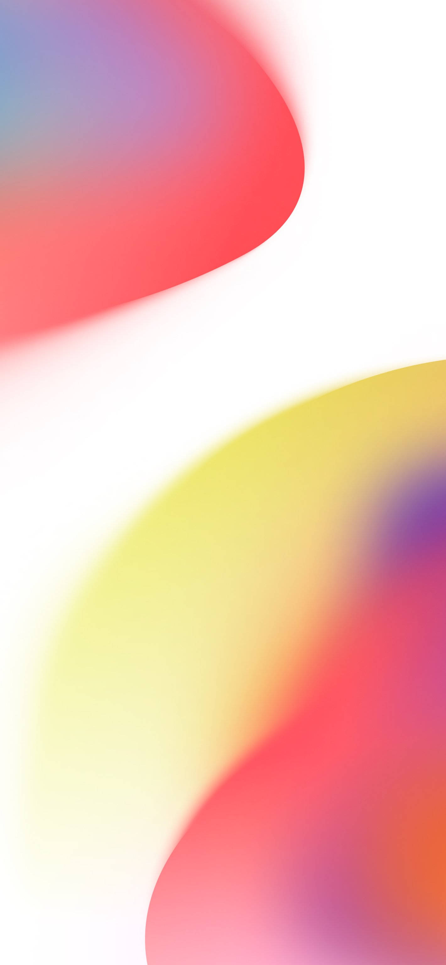 紅黃抽象 iOS 16 壁紙 — 粉紅、黃色和藍色的柔和流動漸變融合成極簡抽象背景。