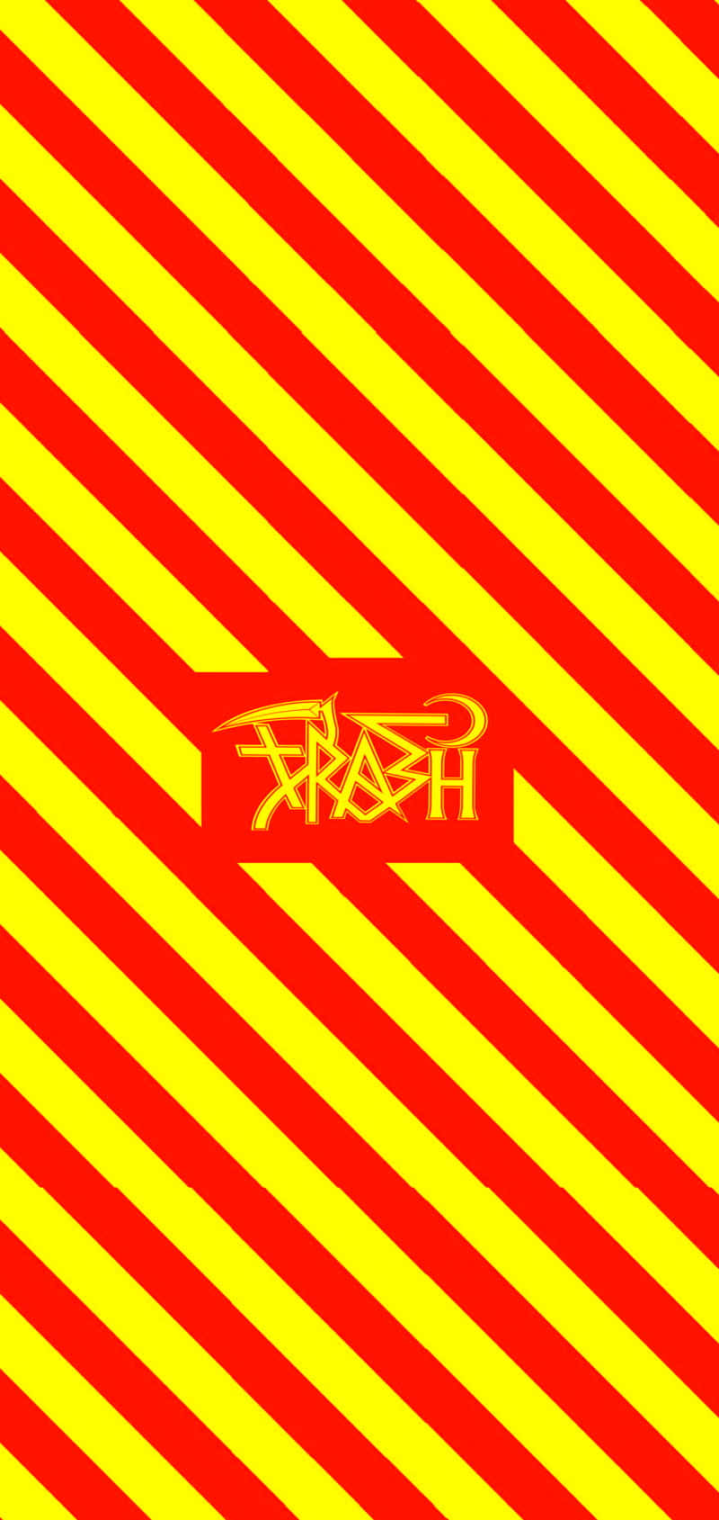 紅色和黃色斜條紋，帶有風格化的FLASH標誌。