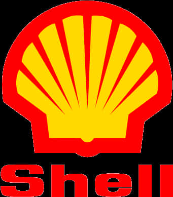 紅黃殼標誌 壁紙 — 大膽的紅色和黃色Shell標誌，帶有標誌性的扇貝形狀和下方的品牌名稱。
