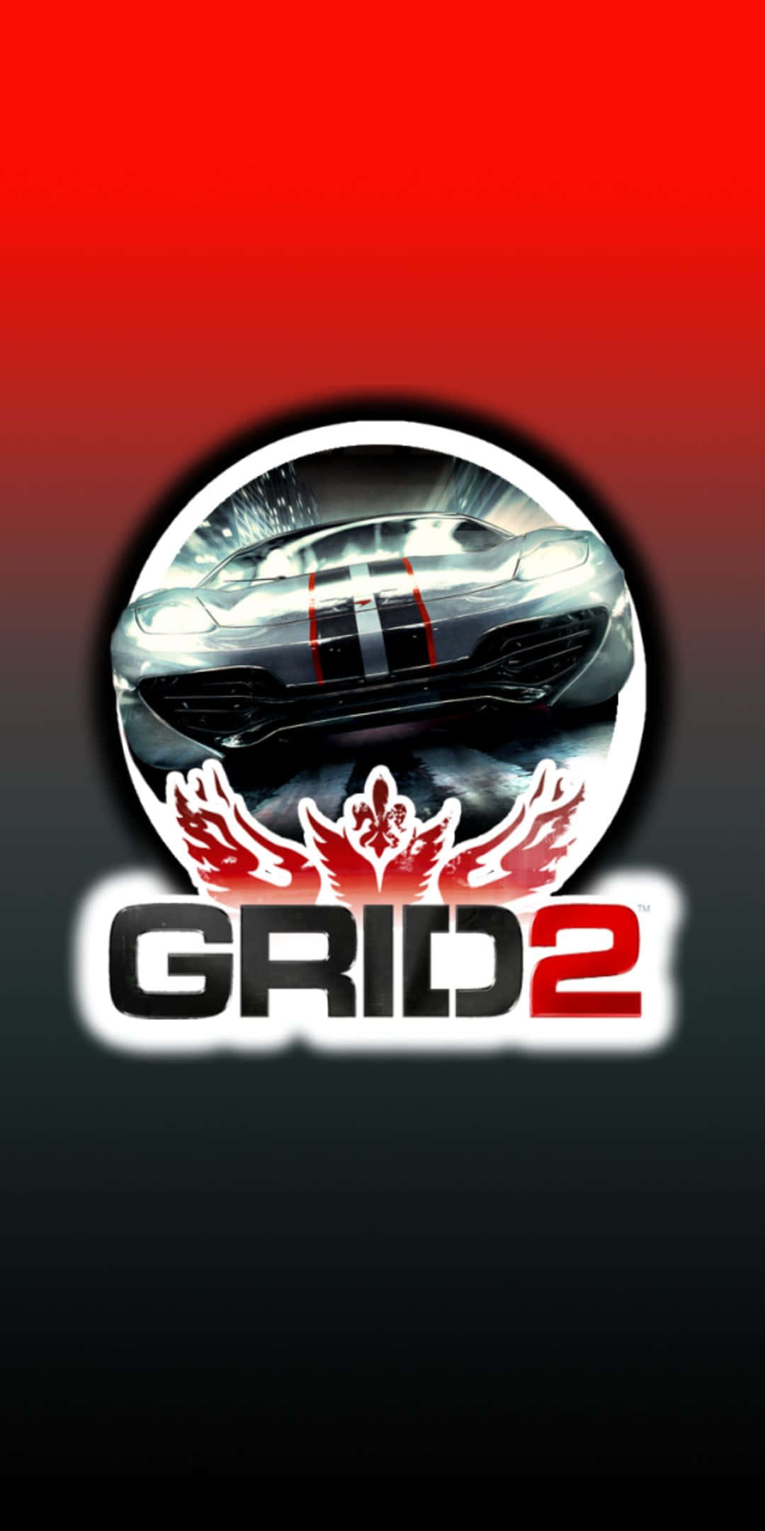 GRID 2 賽車遊戲標誌，特色為帶有紅色條紋的銀色賽車。