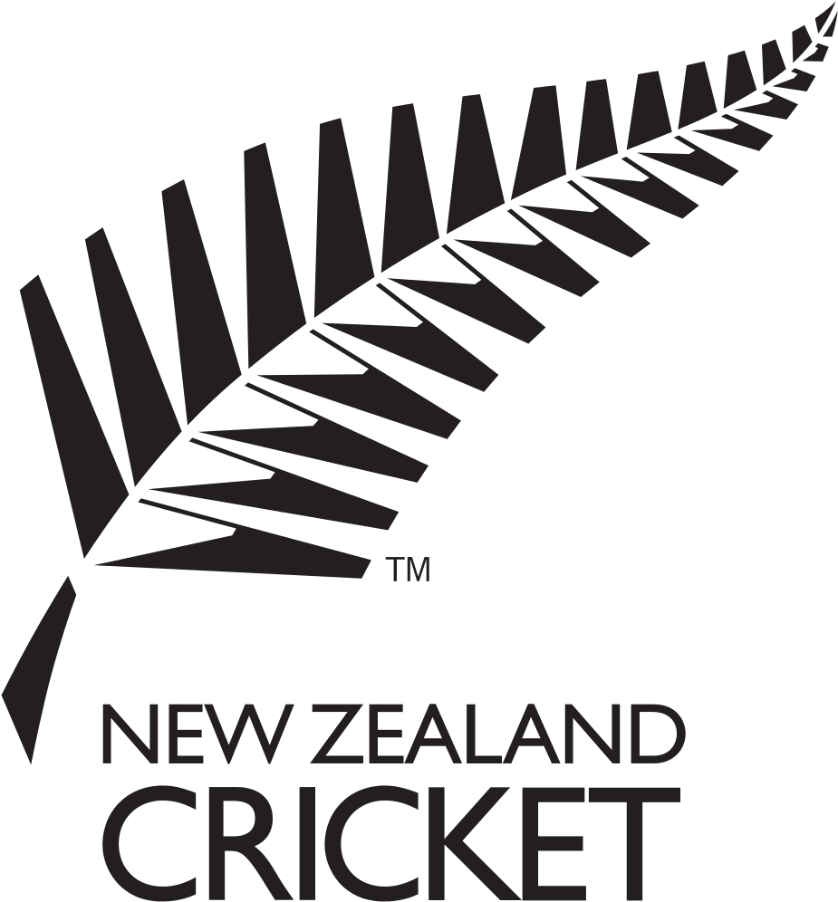 紐西蘭板球隊標誌 壁紙 — 一個極簡的黑白銀蕨標誌，下方有 'NEW ZEALAND CRICKET' 文字。