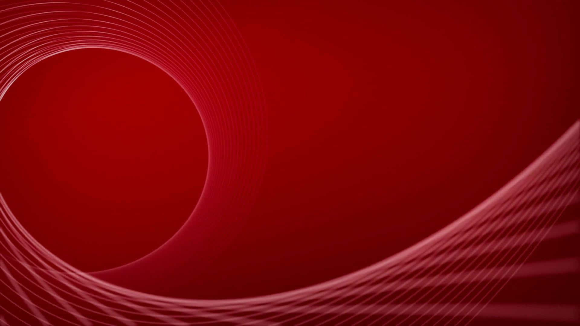 紅色抽象背景，帶有發光的曲線在運動中。