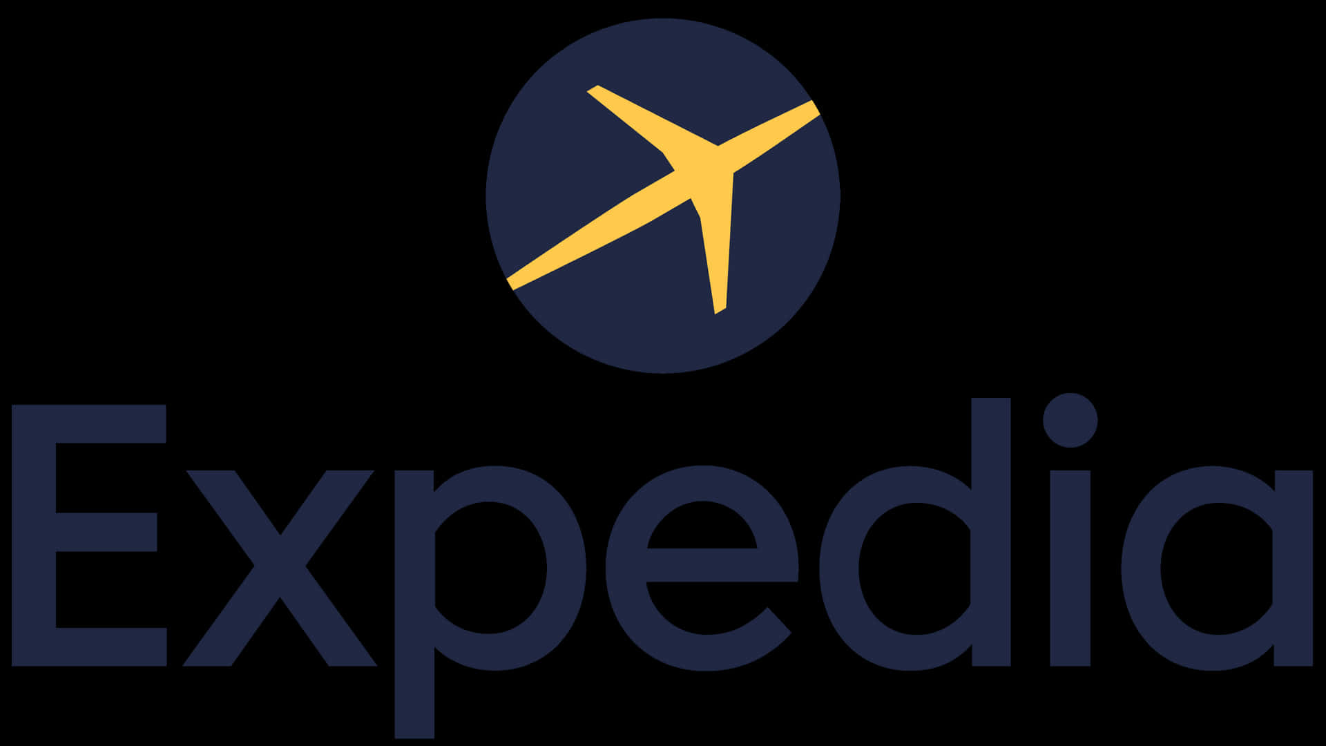 Expedia 旅遊公司標誌，帶有黃色飛機圖標。
