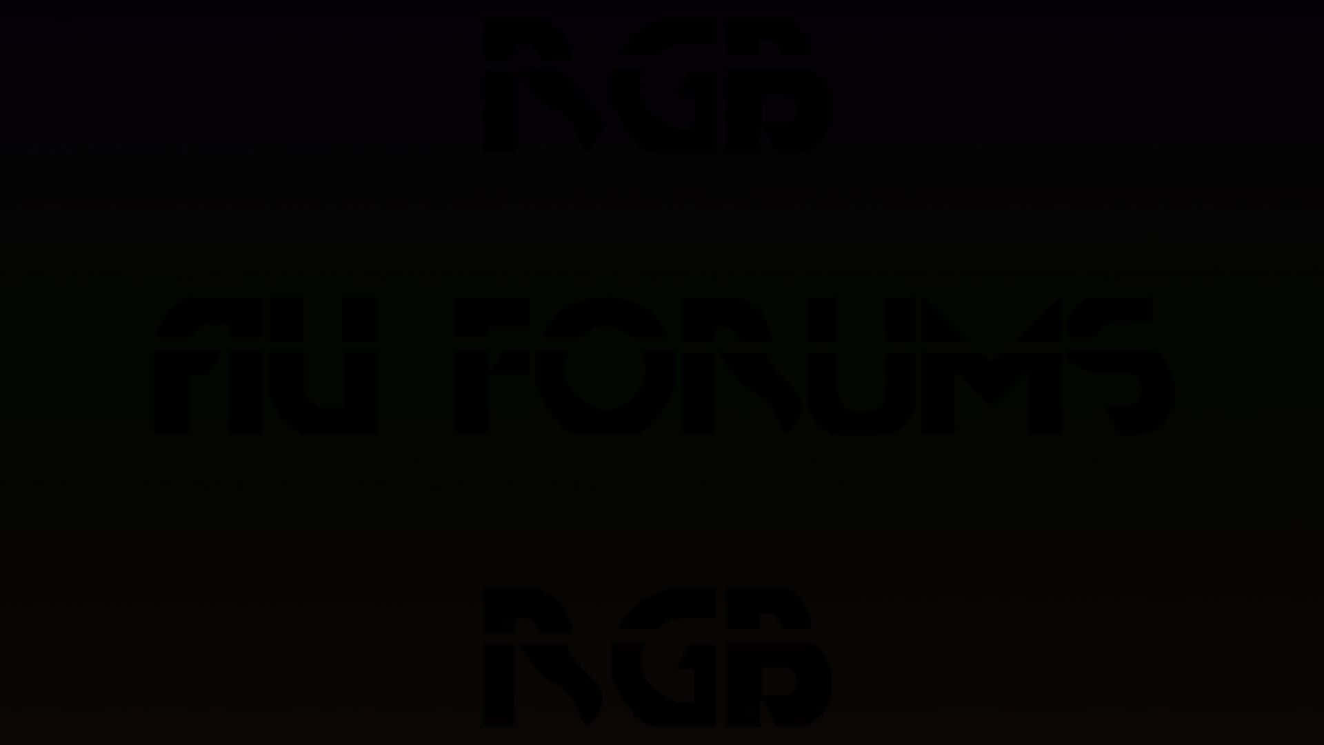 在深色漸變背景上，故障數位文字顯示RGB和AU FORUMS。