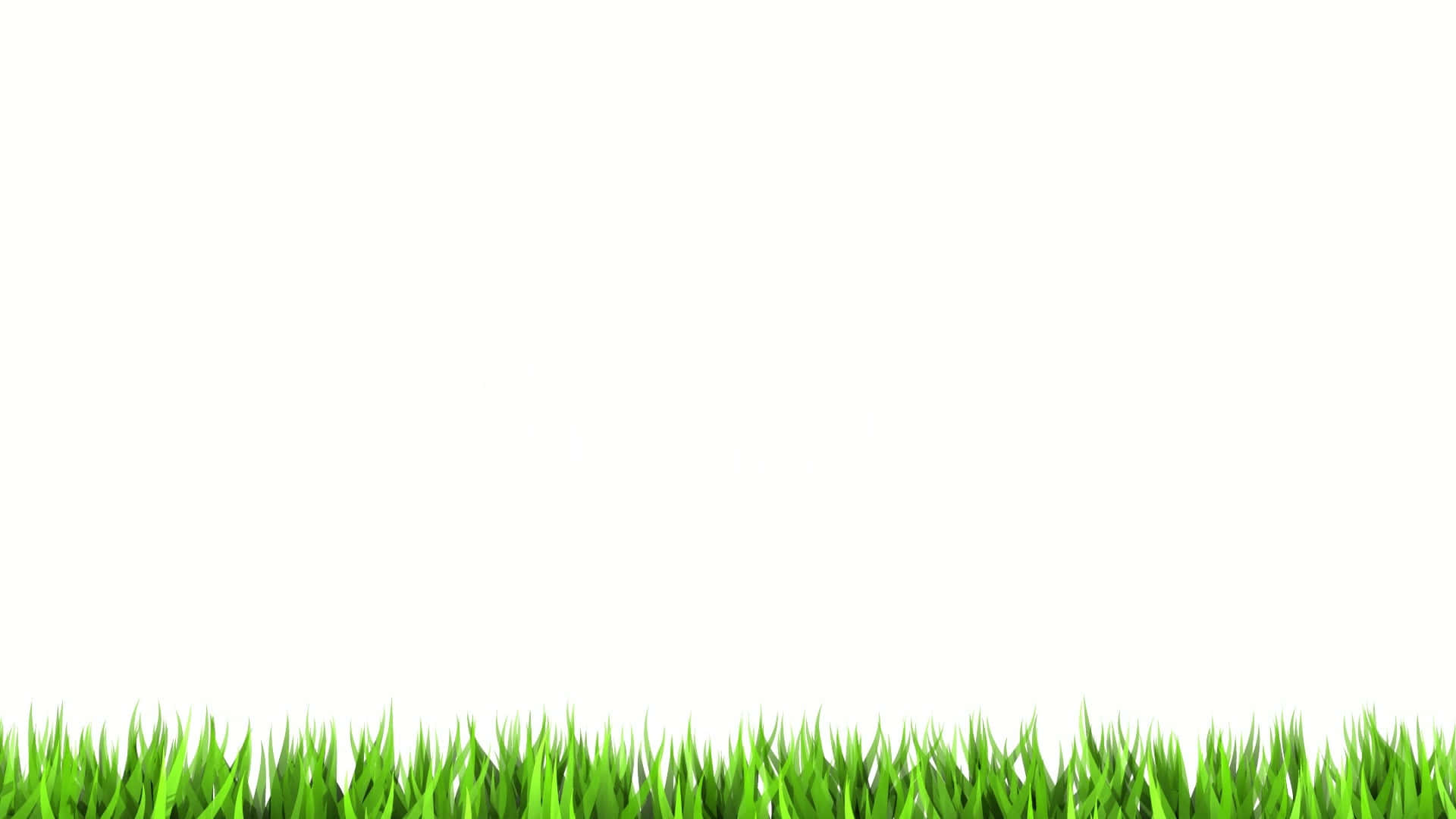 純白、簡約而平和 壁紙 — 充滿活力的綠色草葉在純白色背景上形成乾淨的邊框。