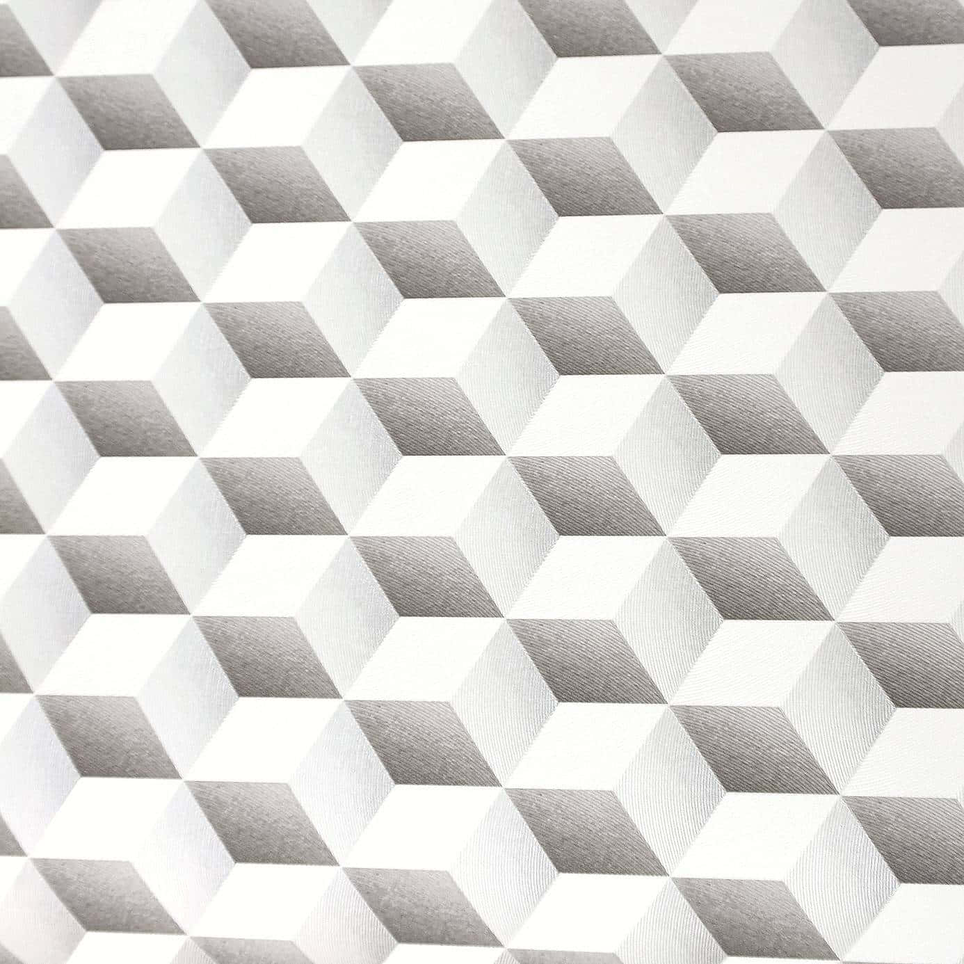 灰色和白色重複3D立方體圖案的壁紙
