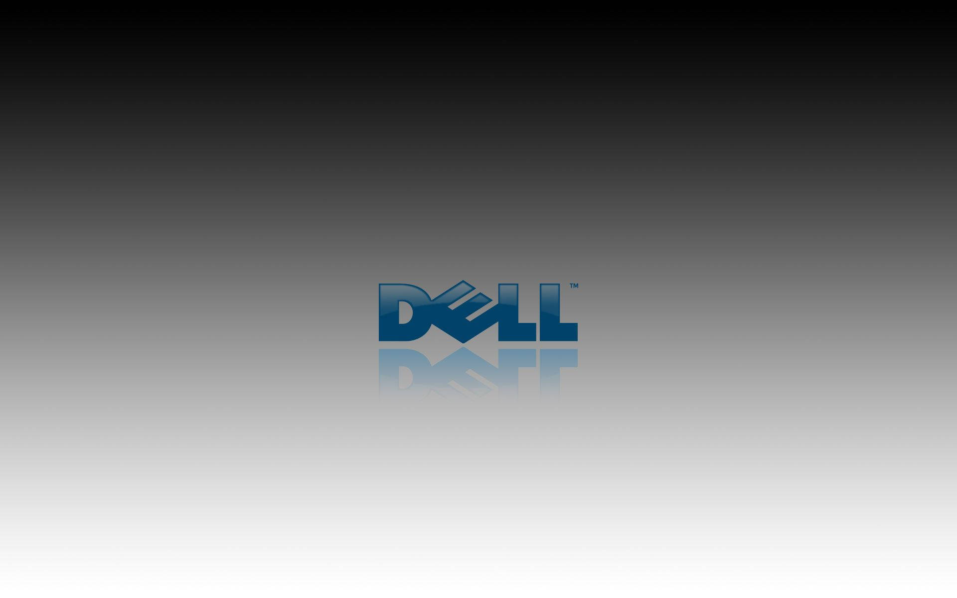 純藍色戴爾 HD 標誌 壁紙 — Dell 標誌居中於平滑漸變背景上，下方有微妙的倒影。