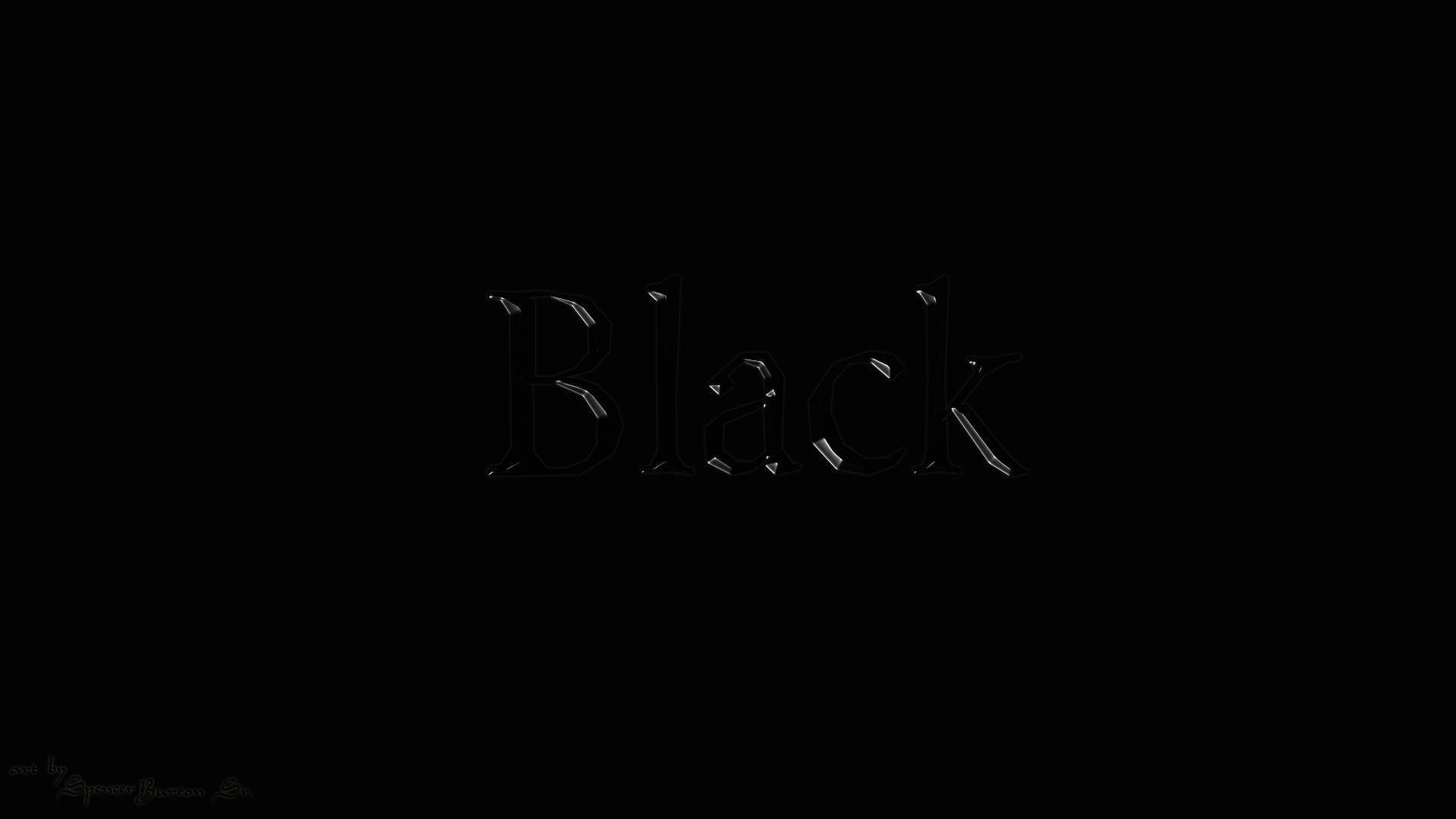 純黑底配藝術字樣「Black」 壁紙 — 「Black」呢個字喺純黑色背景上以極簡數位字體微弱發光。