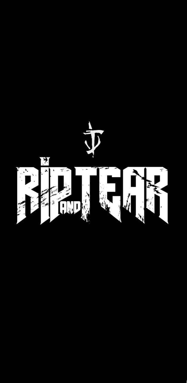 Rip 桌布 壁紙 — 純黑色背景上，白色粗體塗鴉風格文字寫著「RIPTEAR AND」，上方有一個符號。
