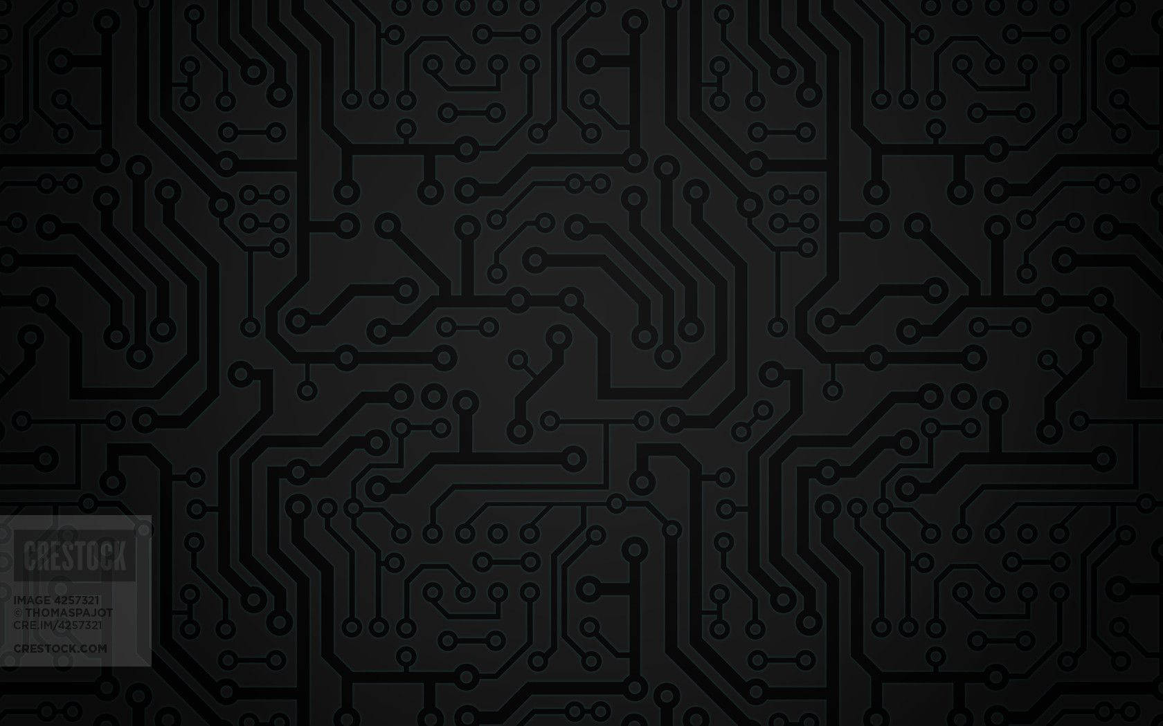 帶有發光線條和節點的深色電路板圖案