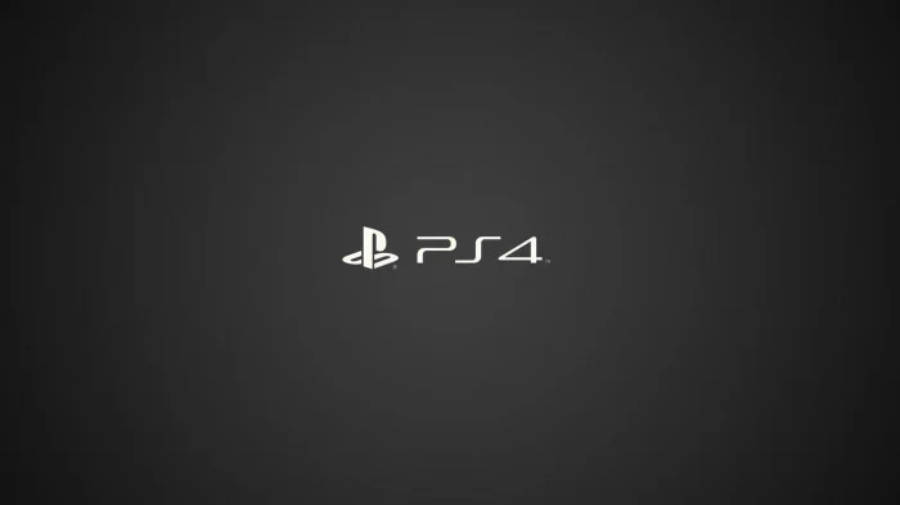 索尼 PS4 標誌 壁紙 — 白色PlayStation 4標誌居中於深灰色漸變背景上。