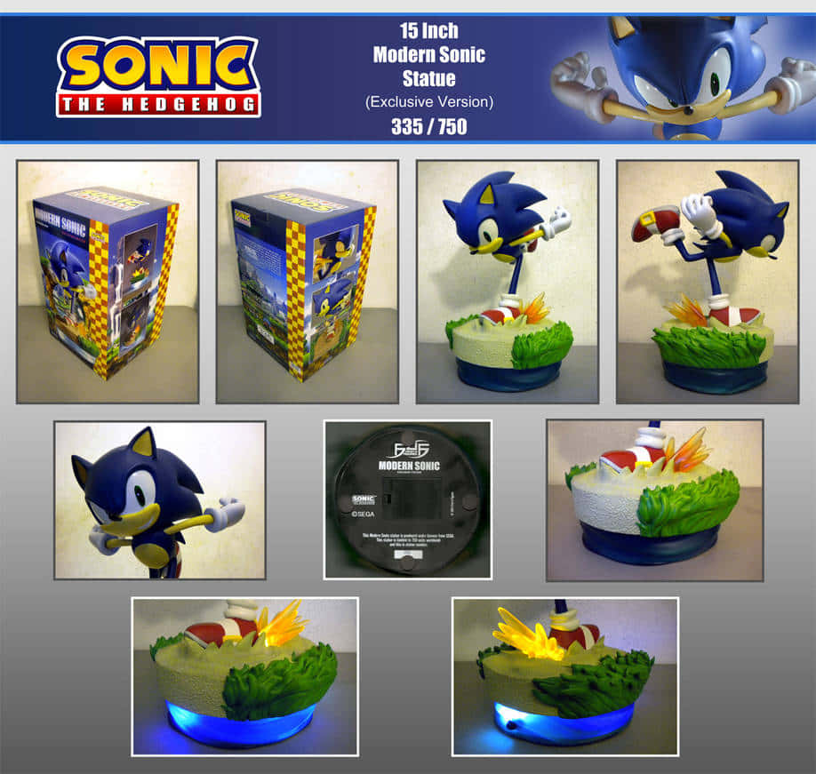 Sonic the Hedgehog 雕像，帶有發光底座和草地地形