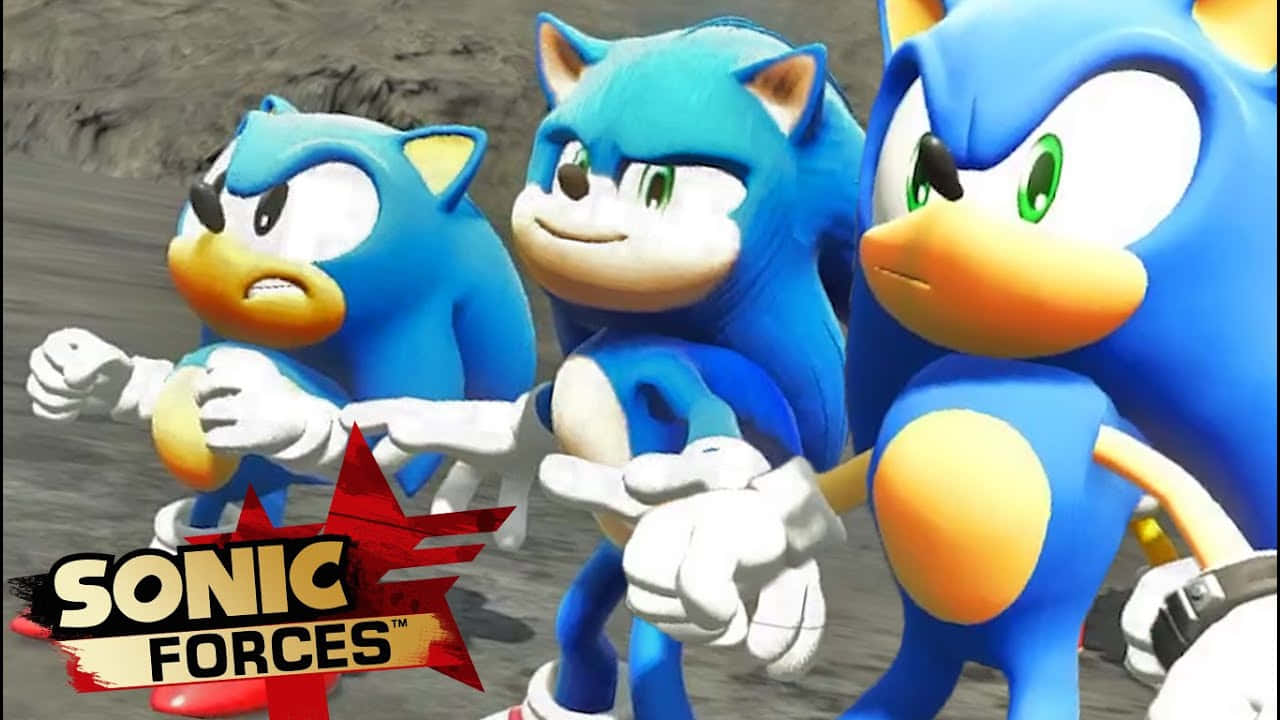 三個Sonic角色以遊戲姿勢呈現，表情有憤怒、微笑和奸笑。