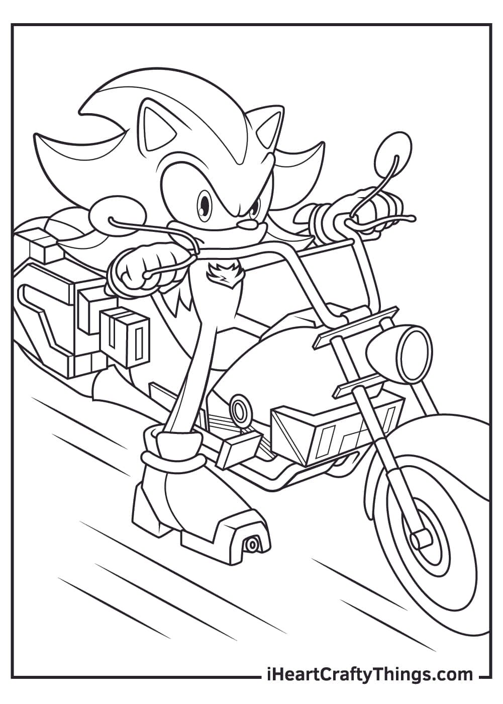 Sonic the Hedgehog 在黑白線條藝術填色頁上騎電單車。 — 黑白 壁紙