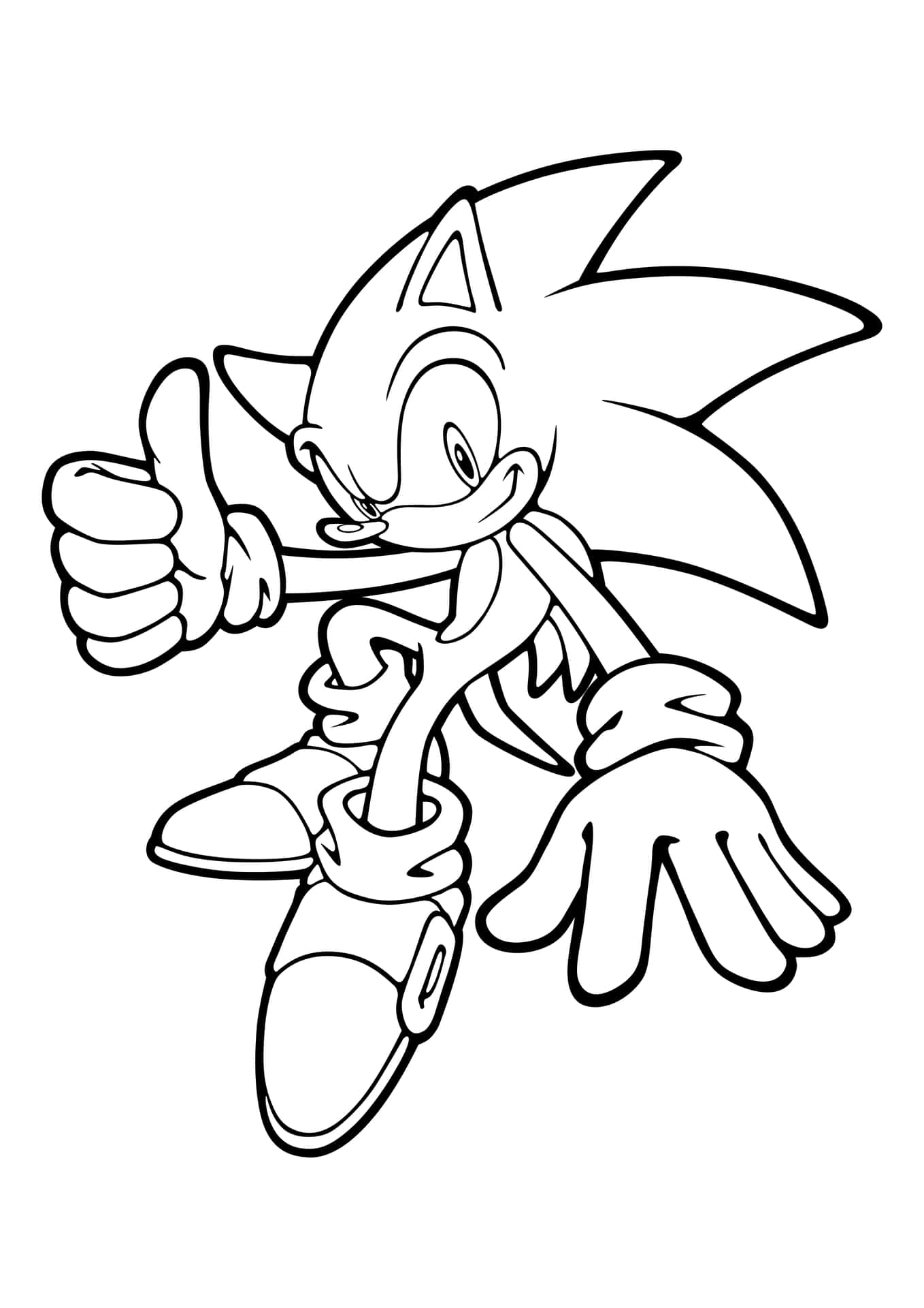 Sonic the Hedgehog 以黑白線條藝術做出豎起大拇指的手勢。