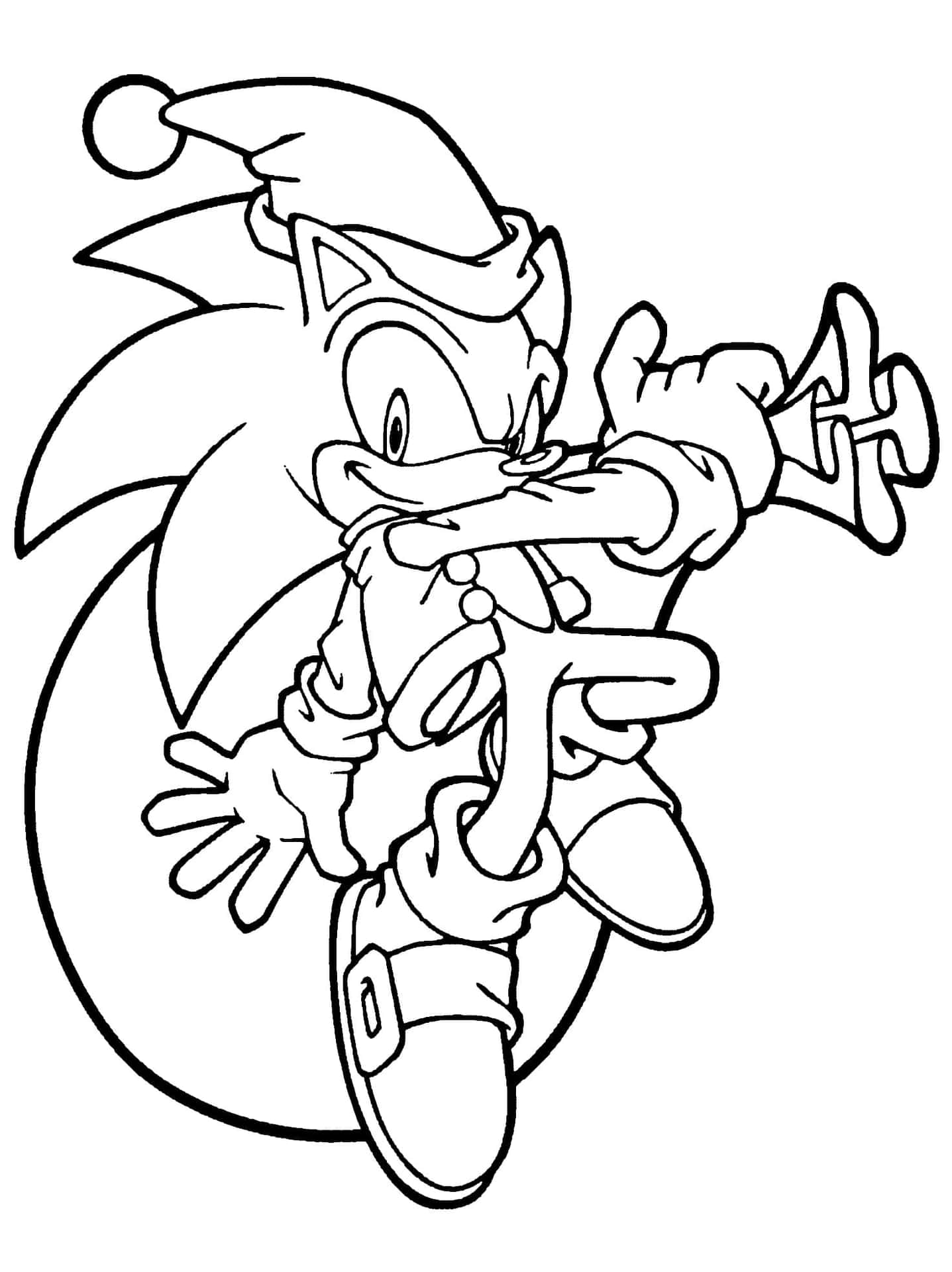 戴小丑帽的Sonic the Hedgehog吹奏小號