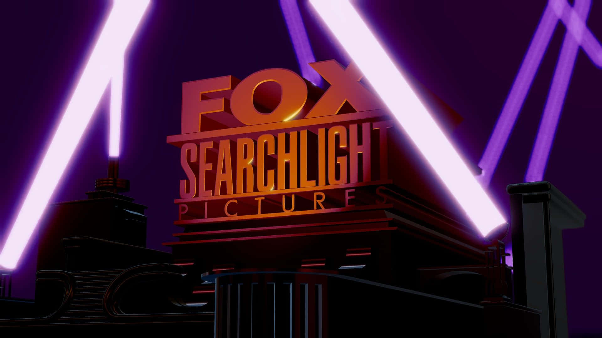 夜晚被霓虹燈照亮的Fox Searchlight Pictures標誌。