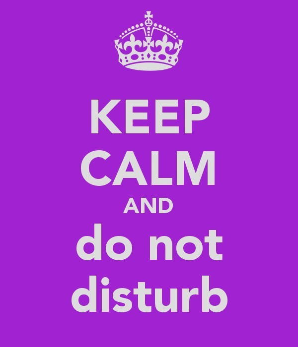 紫色背景，白色皇冠和文字 keep calm and do not disturb。