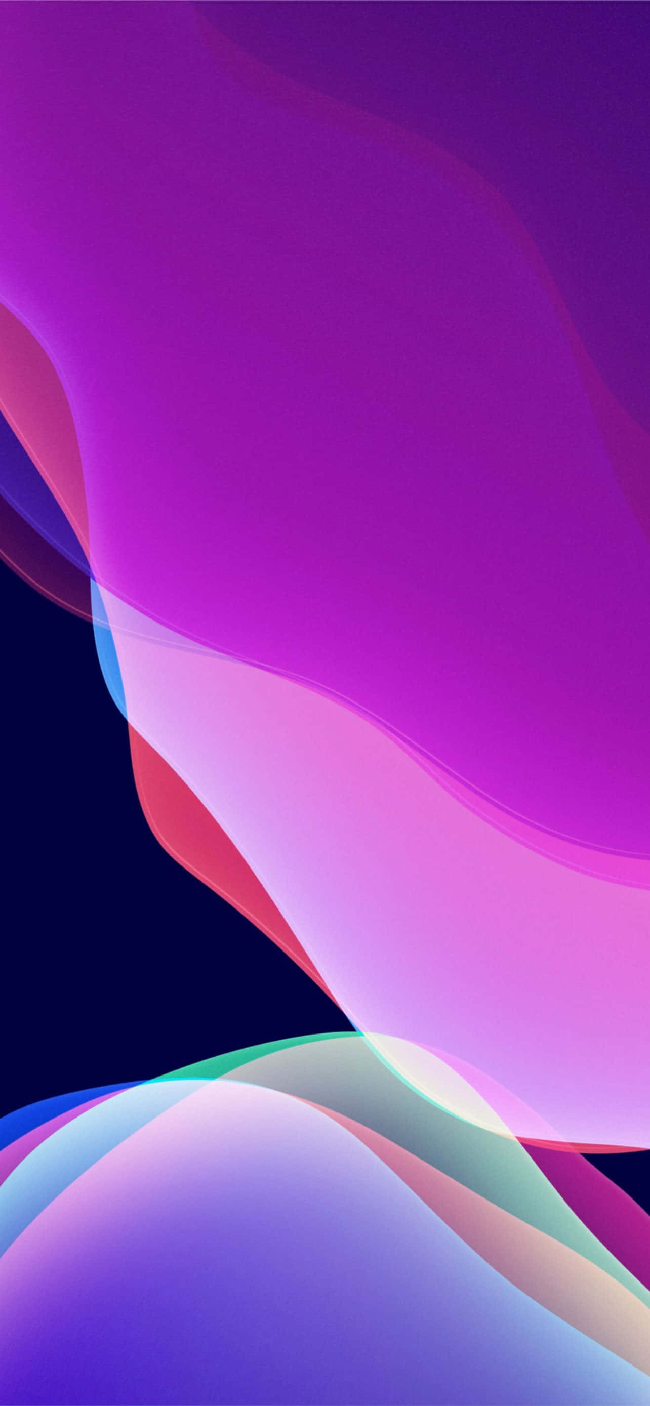 Galaxy Note 桌布 壁紙 — 紫色、粉紅色和藍色的鮮豔流動絲帶在平滑的抽象數碼漸變中融合。