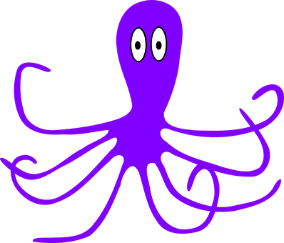 紫色八爪魚卡通插圖 壁紙