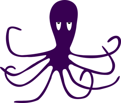 紫色八爪魚卡通插畫 壁紙