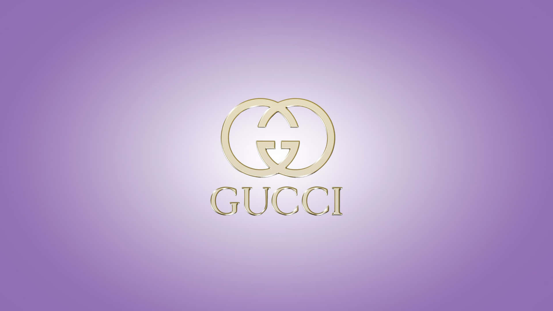 金色Gucci標誌在紫色漸變背景上