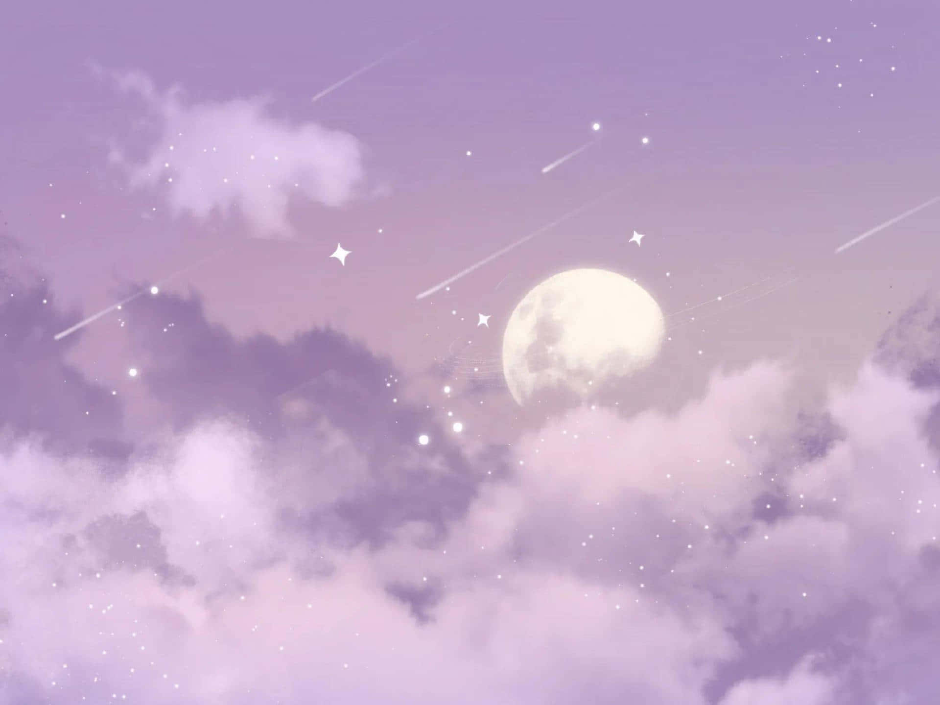 紫色天空配雲朵與星星