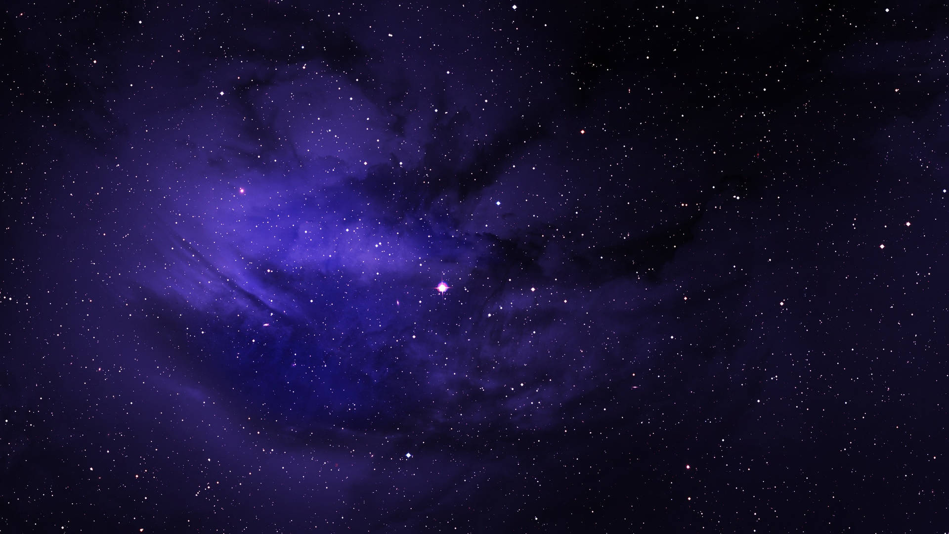 太空中的紫色星雲和星星