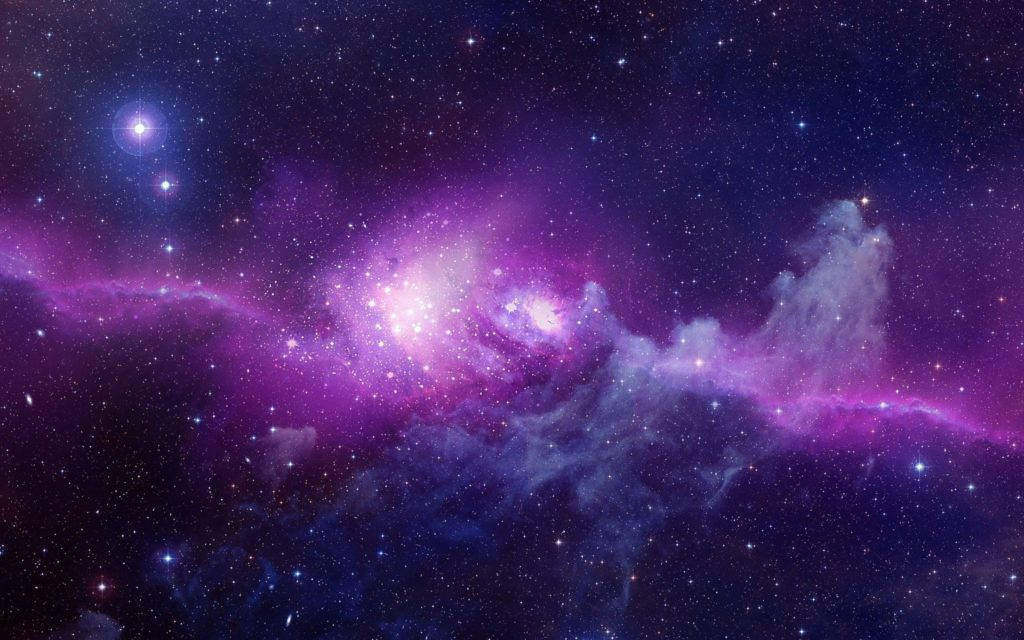紫色星系動態壁紙 壁紙 — 令人嘆為觀止的宇宙星雲景觀，在繁星點點的夜空中散發著充滿活力的紫色和藍色色調。