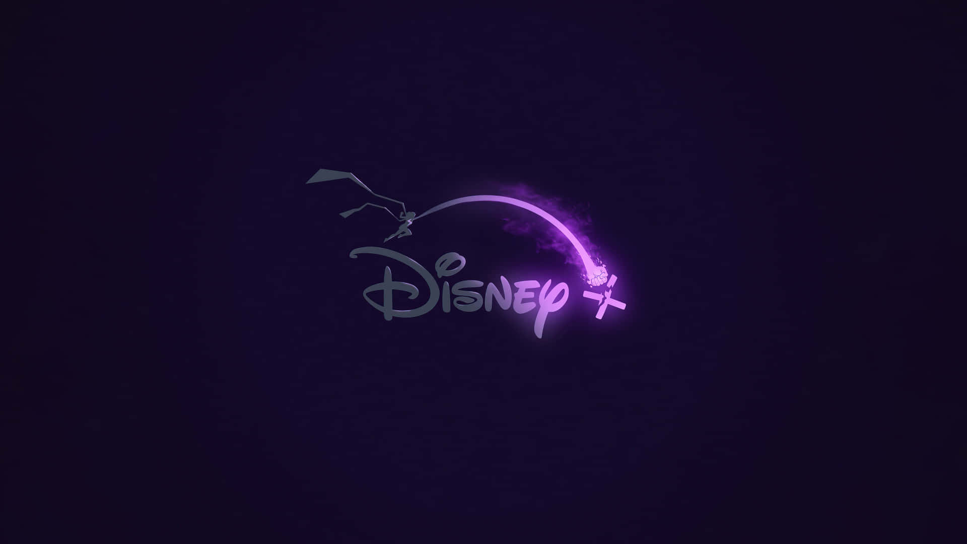 深色背景上帶有紫色霓虹光芒的Disney+標誌
