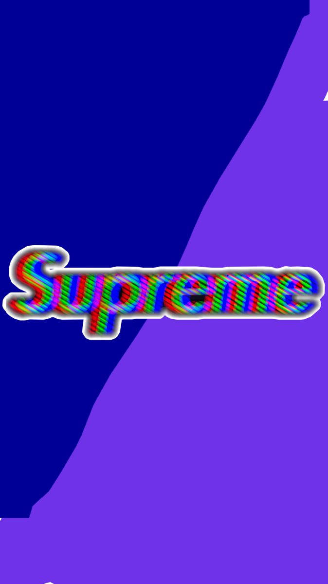 藍紫漸變背景上的彩虹像素 Supreme 標誌。