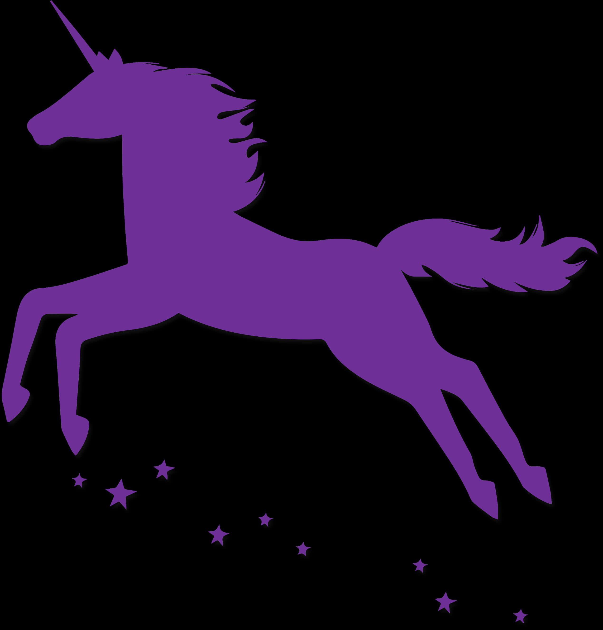 紫色獨角獸剪影星星 壁紙