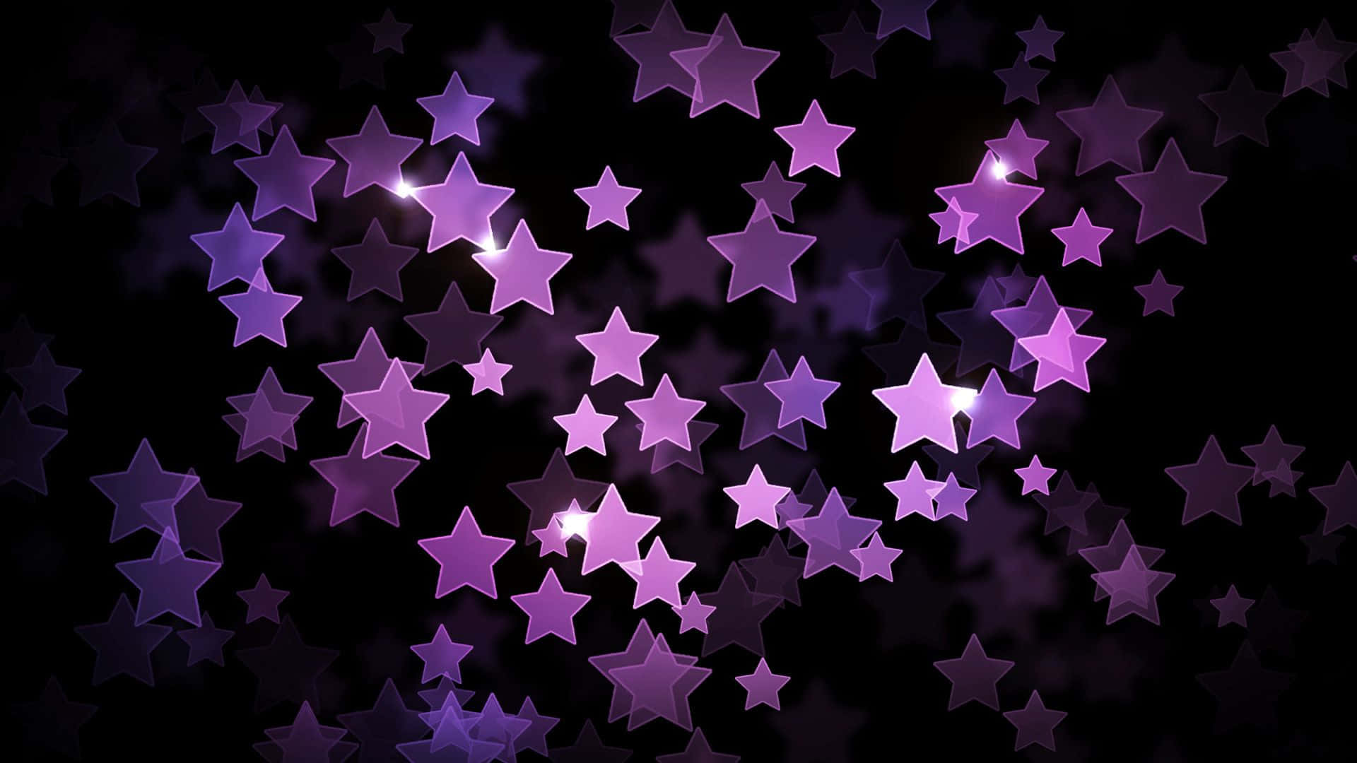 Aesthetic Star 桌布 壁紙 — 紫色發光星星在黑暗背景上漂浮，營造出神奇的宇宙場景。